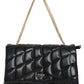 Black Quilted Double Chain Shoulder and Sling Bag