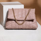 Mauve Pink Quilted Double Chain Shoulder and Sling Bag