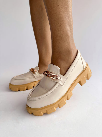 Off-white Chain Loafer Shoes