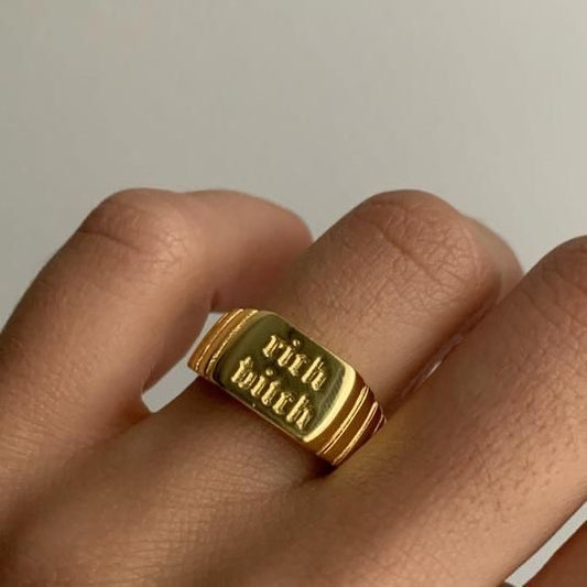 Rich Word Gold Ring