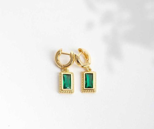 Emerald Green Rhinestone hoop Earrings
