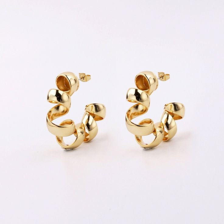 Twisted Spiral Gold Hoop earrings