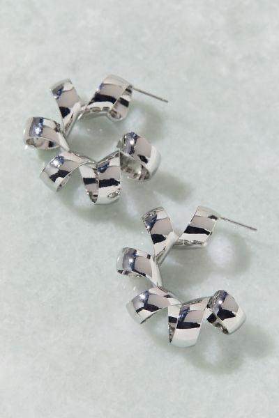 Twisted Spiral Silver Hoop earrings