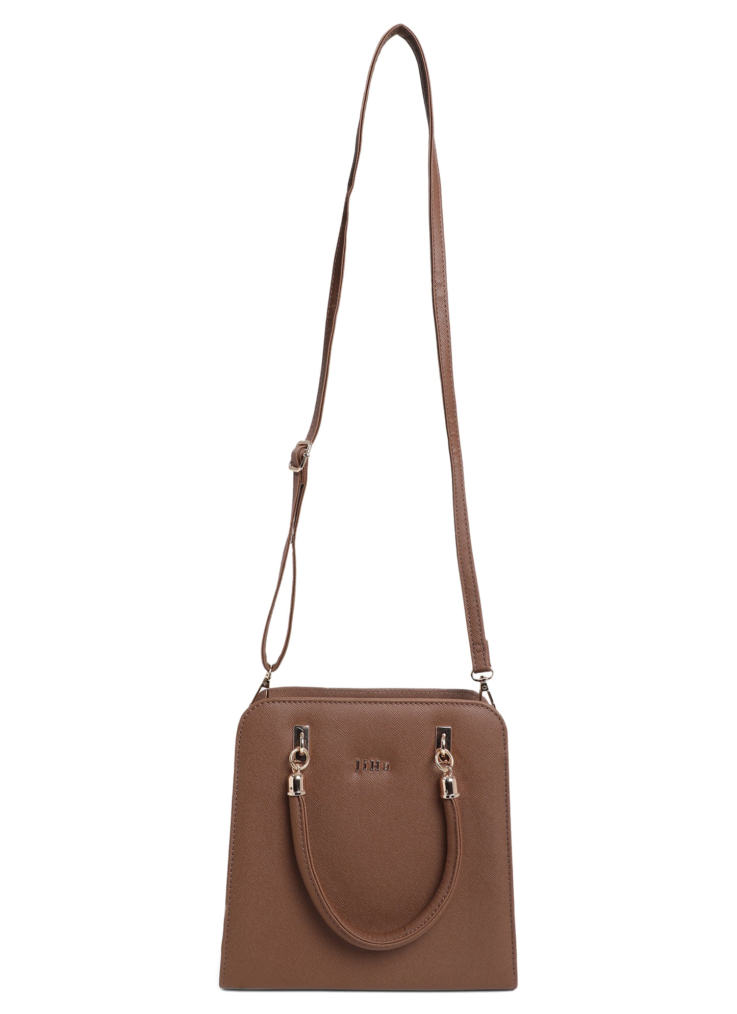 Jiha Faux Leather Brown Box Satchel Hand Bag / Sling Bag