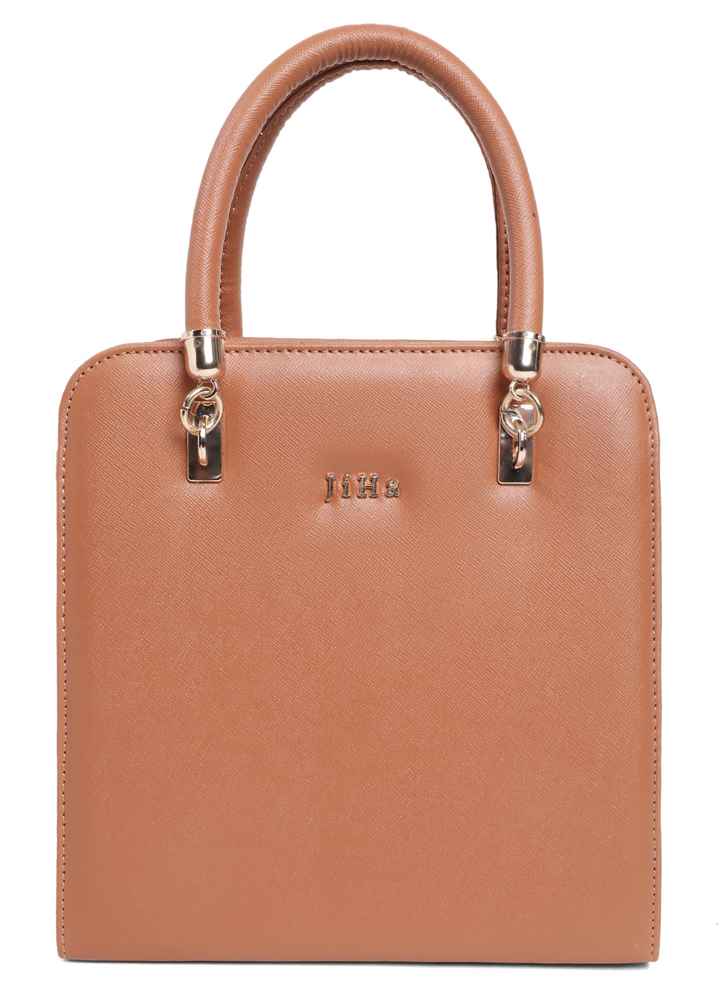 Jiha Faux Leather Tan Box Satchel Hand Bag / Sling Bag