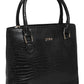 Jiha Black Croc Pattern Satchel Handbag / Sling Bag