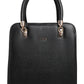 Jiha Faux Leather Black Box Satchel HandBag / Sling Bag
