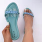 Chain transparent blue flat sandals