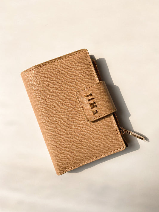 Jiha Beige Faux Leather Premium Flap Wallet