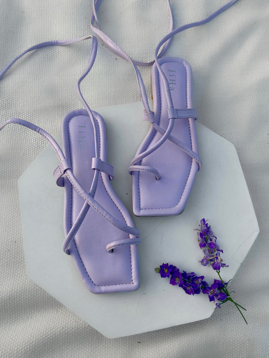 Lilac Toe Ring  Lace Up/ Tie Up Flats Sandals