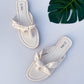 White Knot Flats Slider Sandals