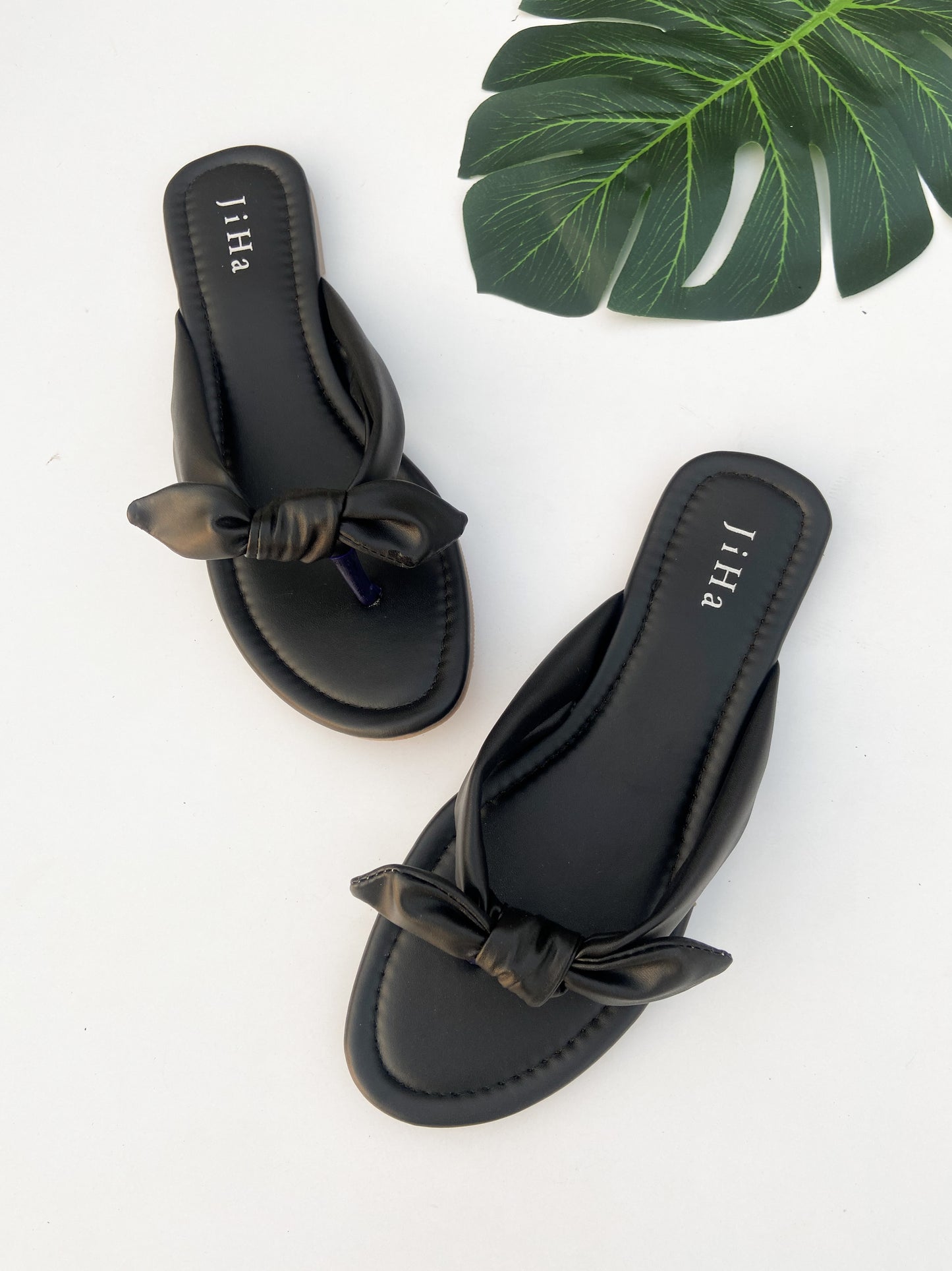 Black Knot Flats Slider Sandals