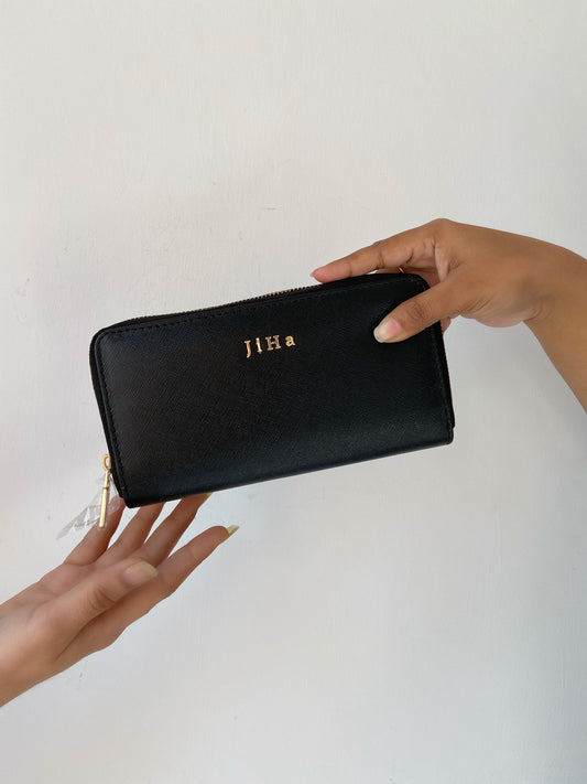 Jiha Black Faux Leather Premium Long Wallet