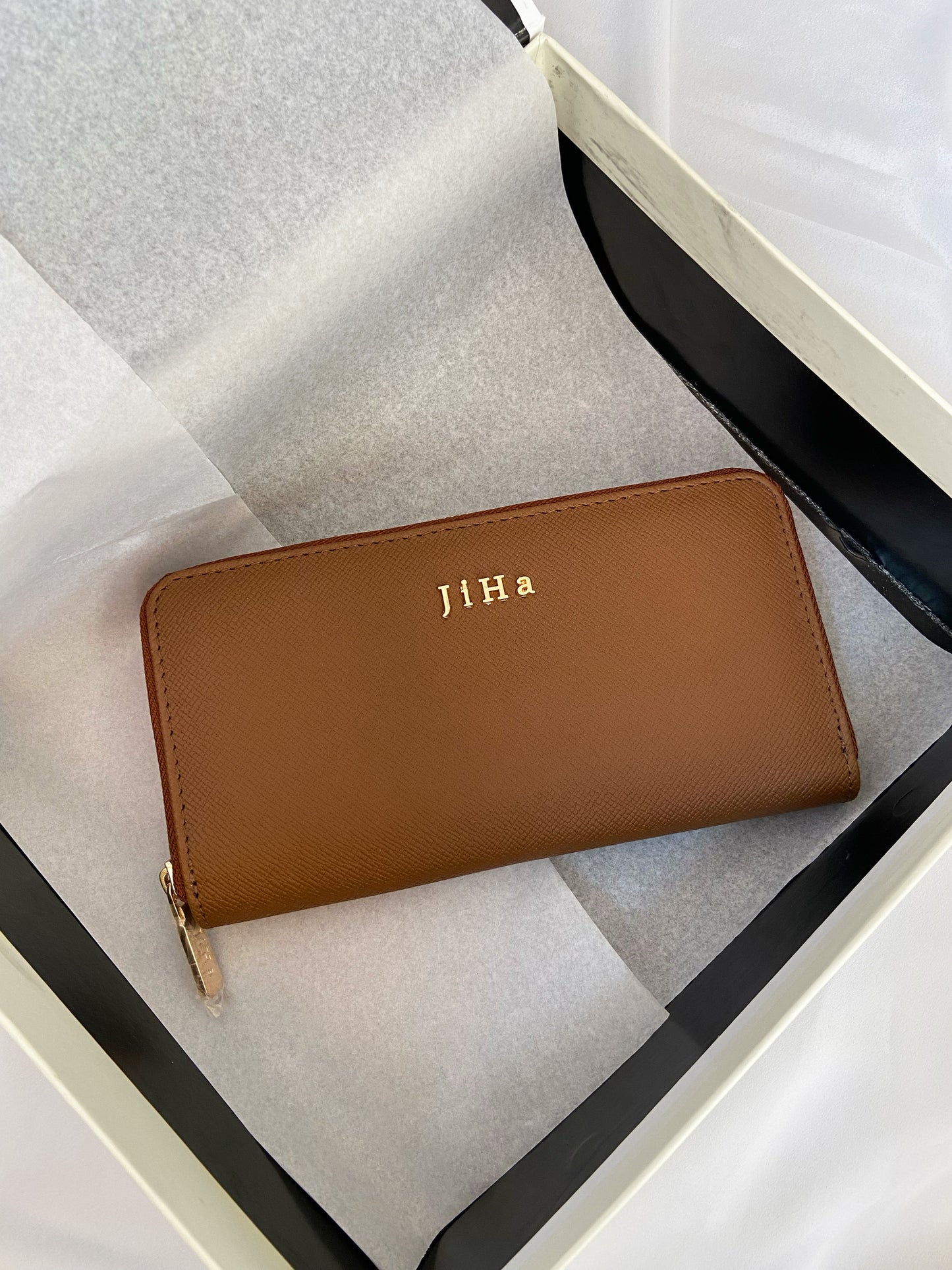 Jiha Brown Faux Leather Premium Long Wallet