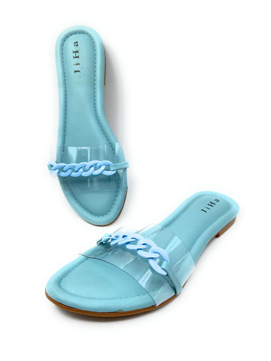 Light blue flat sandals