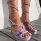 Lilac tie up heels