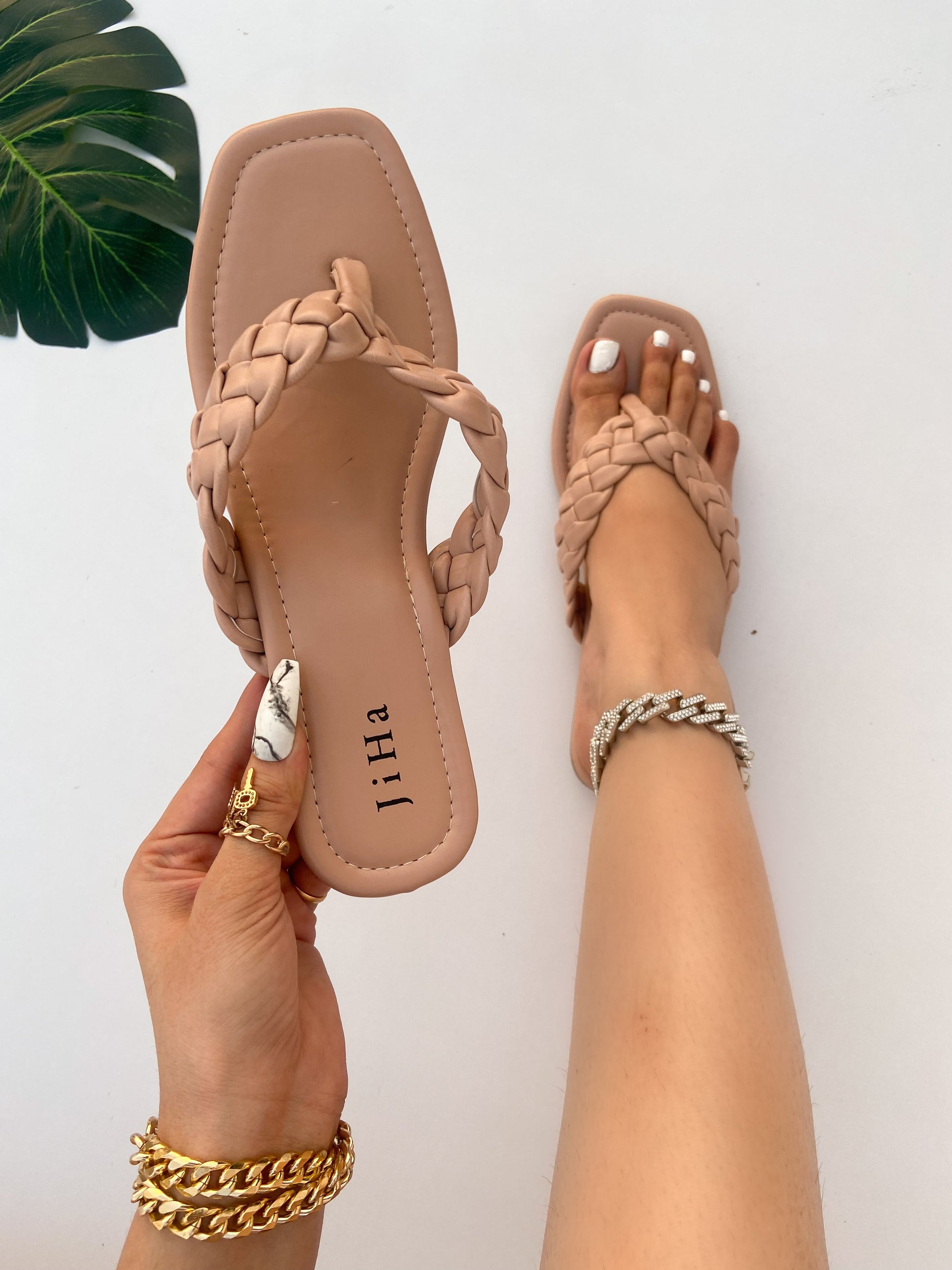 Nude sandals flat