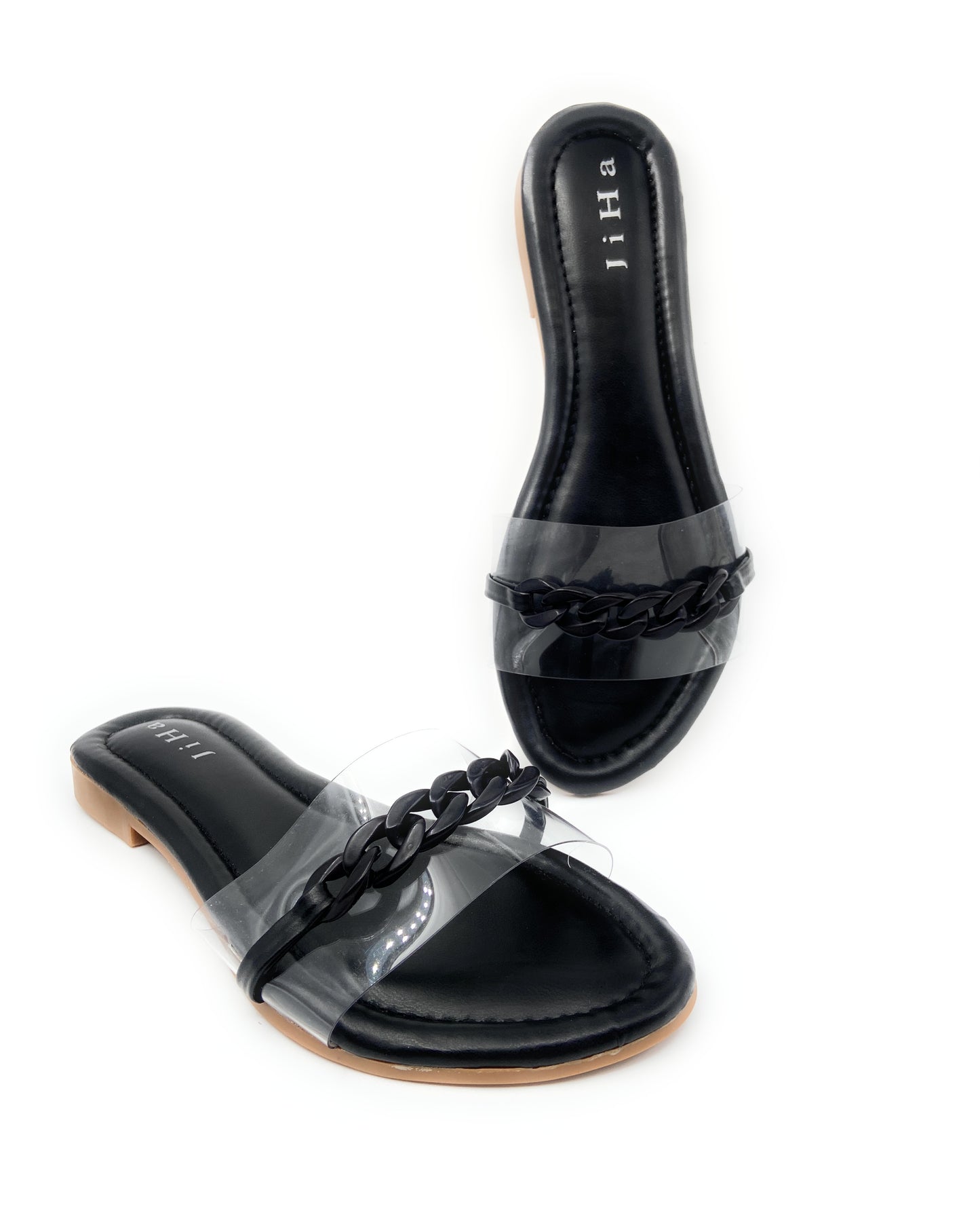 Transparent black sandals