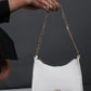 White Chain Baguette Shoulder Bag