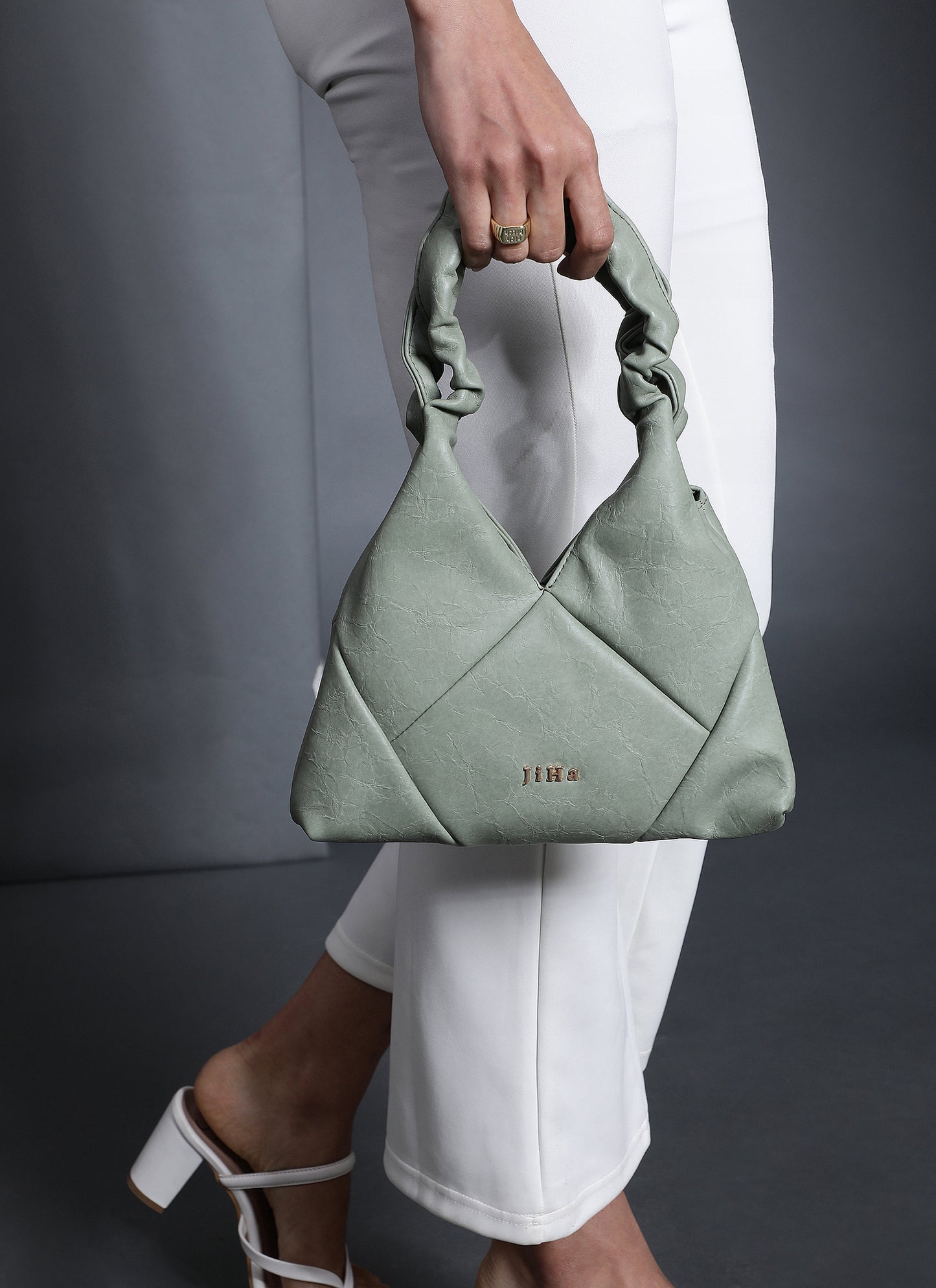Sage Green Quilted Sweetheart Bag