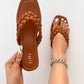 braided tan flats slider sandal