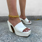 White Chunky Strap Platform Heel Sandals