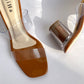 Brown Transparent Strap Heel Mules Sandals
