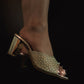 Gold Patterned Block Party Heels