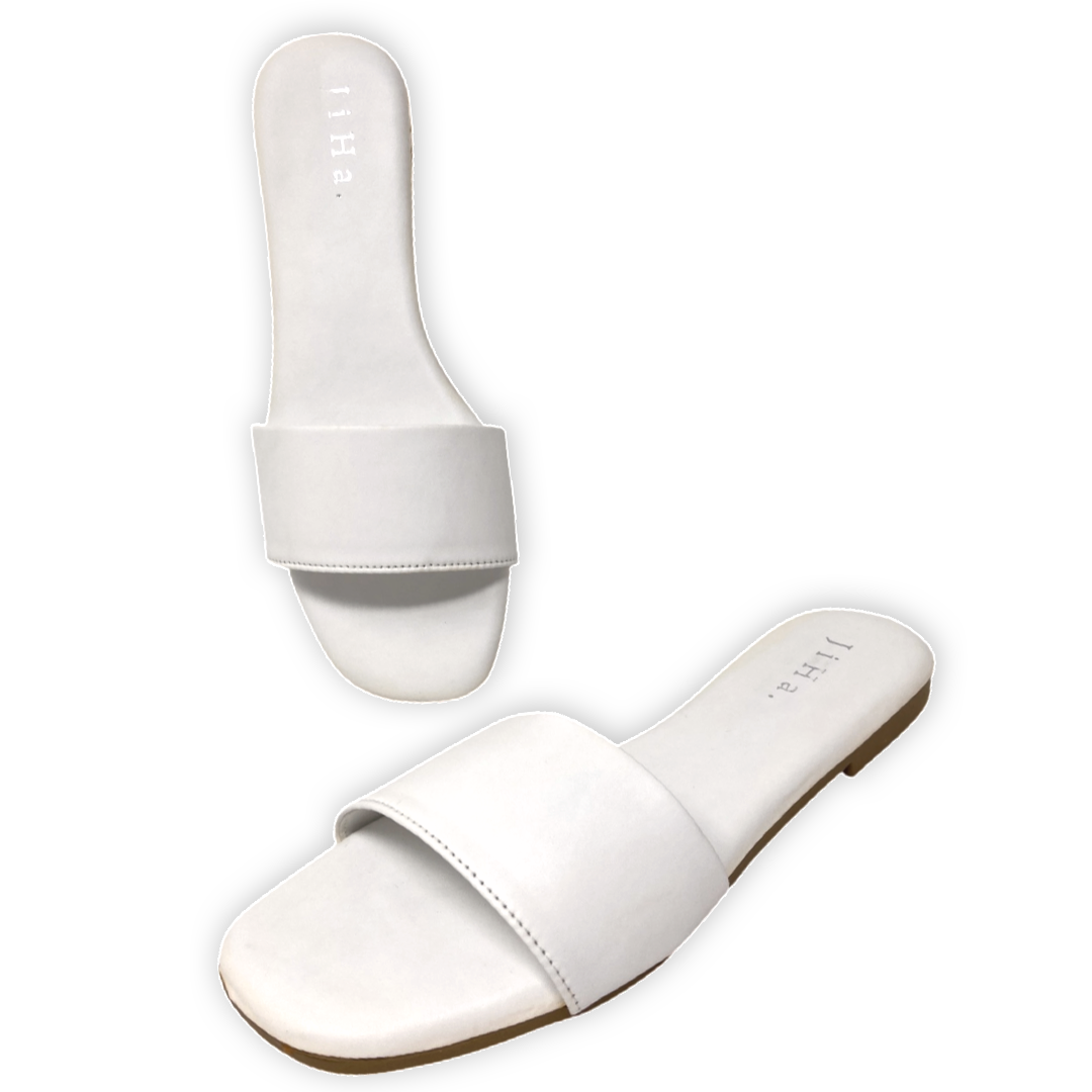 White Strap Basic Flats Sandals