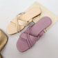 Lilac Minimalist Criss Cross Basic Strap Flats Sandals