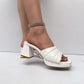 White Quilted Strap Platform Heel Sandals