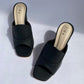 Black Square open toe block heels