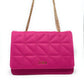 Hot Pink Quilted Double Chain Shoulder and Sling Bag