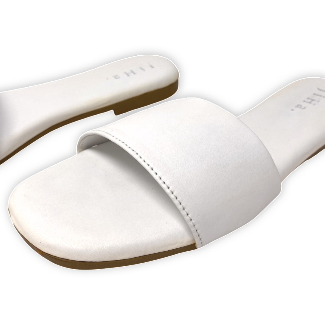White Strap Basic Flats Sandals