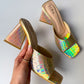 Gold Holographic Trending Triangle Mule Heels