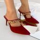 Cherry Red Pencil Chain Pumps