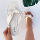White Knot Flats Slider Sandals
