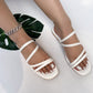 White Minimalist Four Strap Flats Sandals