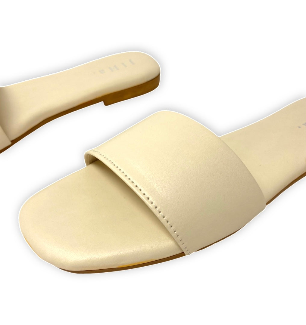 Off White Strap Basic Flats Sandals