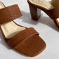 Brown Croc Embossed Double Band chunky heeled Sandals