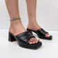 Black Quilted Strap Platform Heel Sandals