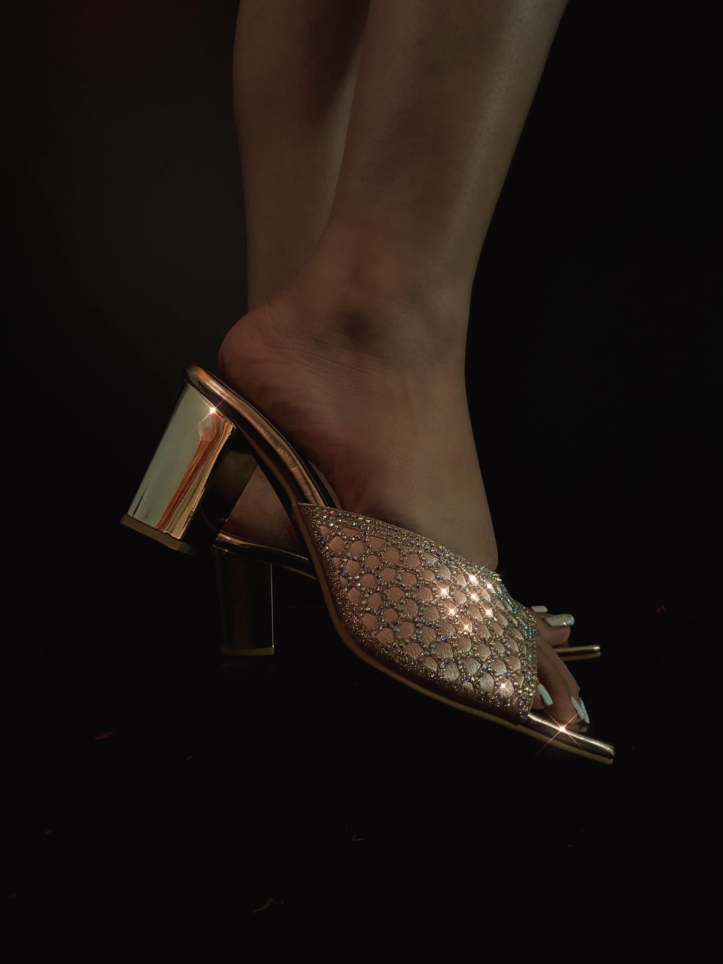 Rose Gold Patterned Block Party Heels
