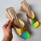 Gold Holographic Trending Triangle Mule Heels