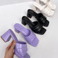 Lilac Quilted Strap Platform Heel Sandals