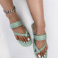 Mint Green Cross Toe Ring Flats Sandals