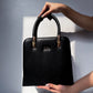 Jiha Faux Leather Black Box Satchel HandBag / Sling Bag