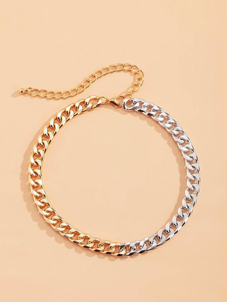 Two Tone Chunky chain necklace